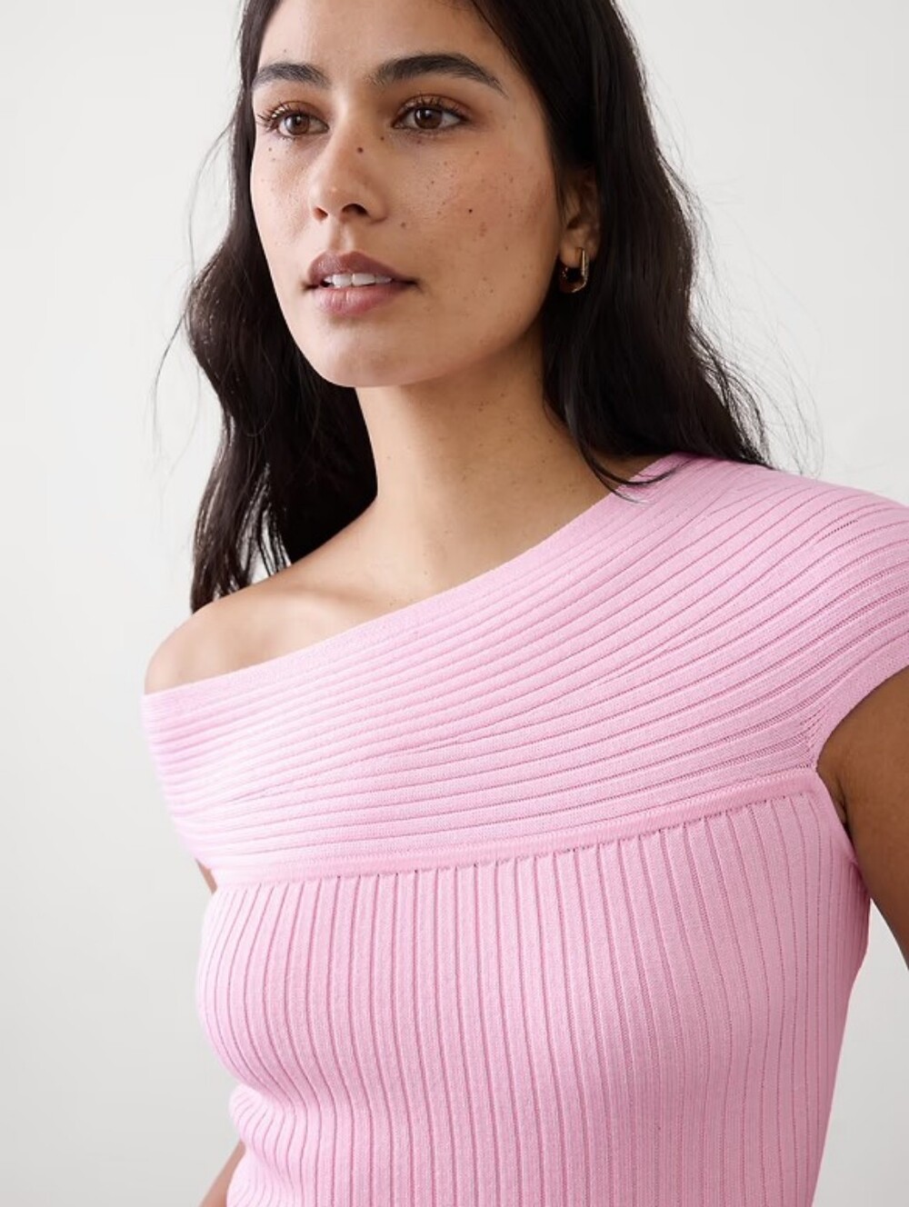 NWT BANANA REPUBLIC | $85 Asymmetrical Ribbed Sweater Blouse - Pink - Picture 1 of 6